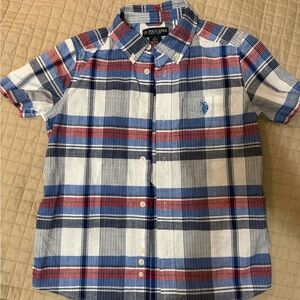 U.S. Polo Assn. Blue and Red Button Down Shirt Preppy Style